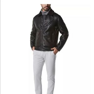 Men's Maxton Asymmetrical Moto Jacket with Faux-Shearling Collar